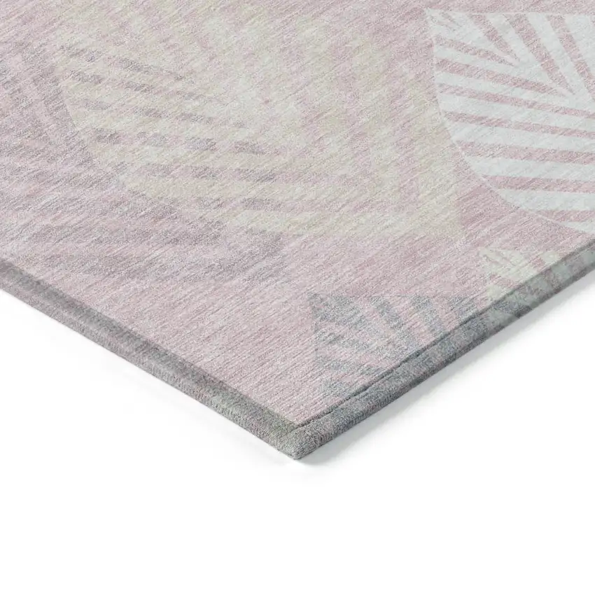Pink Ivory And Beige Floral Washable Indoor Outdoor Area Rug Photo 3