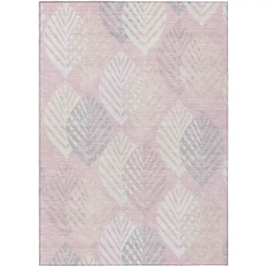 Pink Ivory And Beige Floral Washable Indoor Outdoor Area Rug Photo 1