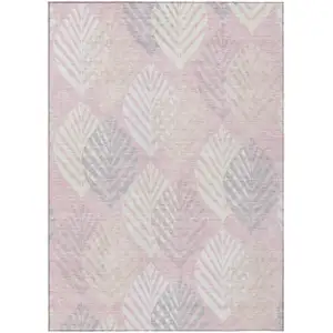 Photo of Pink Ivory And Beige Floral Washable Indoor Outdoor Area Rug