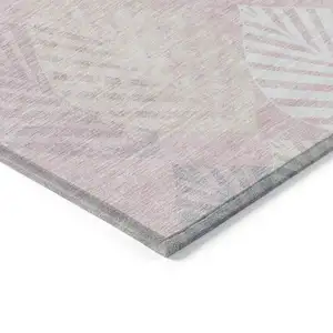 Photo of Pink Ivory And Beige Floral Washable Indoor Outdoor Area Rug