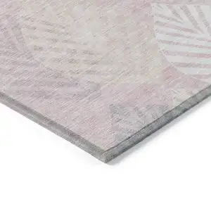 Photo of Pink Ivory And Beige Floral Washable Indoor Outdoor Area Rug