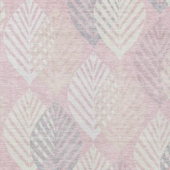 Pink Ivory And Beige Floral Washable Indoor Outdoor Area Rug Photo 6