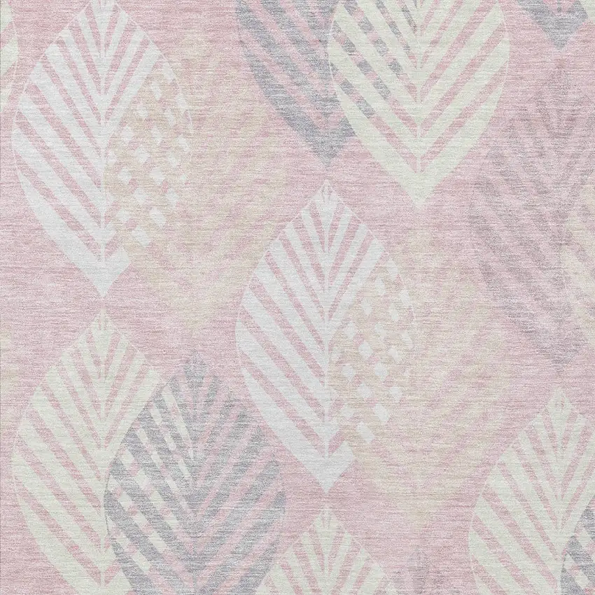 Pink Ivory And Beige Floral Washable Indoor Outdoor Area Rug Photo 6