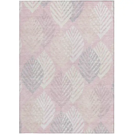Pink Ivory And Beige Floral Washable Indoor Outdoor Area Rug Photo 6
