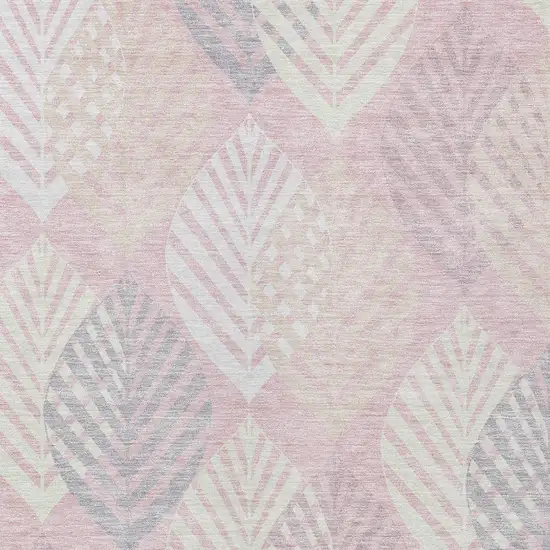 Pink Ivory And Beige Floral Washable Indoor Outdoor Area Rug Photo 6