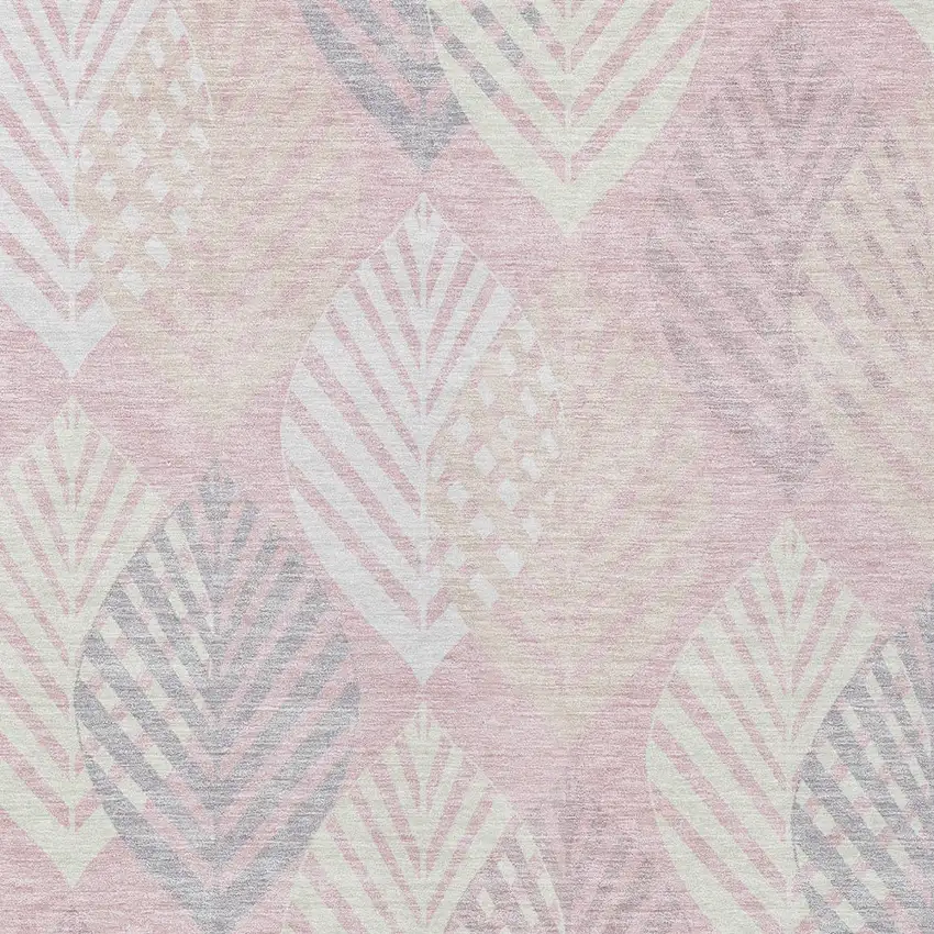 Pink Ivory And Beige Floral Washable Indoor Outdoor Area Rug Photo 6