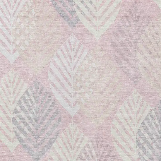 Pink Ivory And Beige Floral Washable Indoor Outdoor Area Rug Photo 6