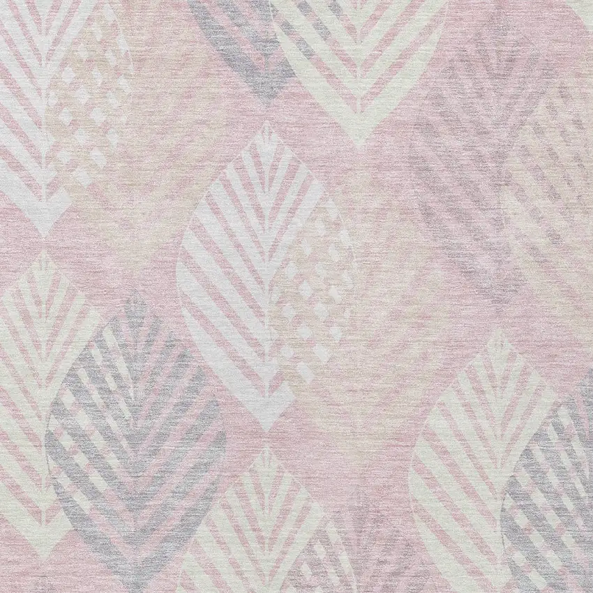 Pink Ivory And Beige Floral Washable Indoor Outdoor Area Rug Photo 6