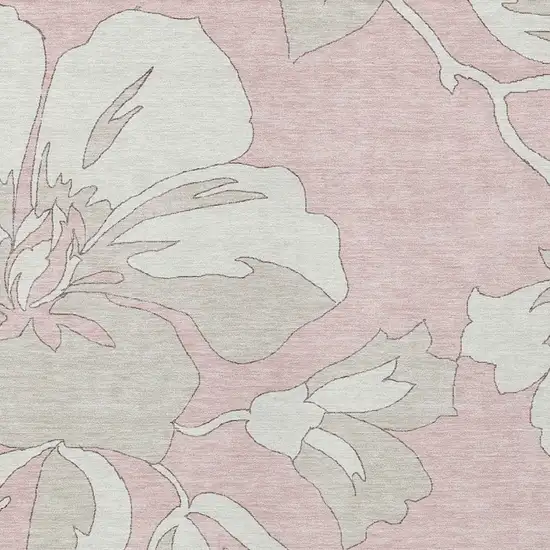 Pink Ivory And Beige Floral Washable Indoor Outdoor Area Rug Photo 7