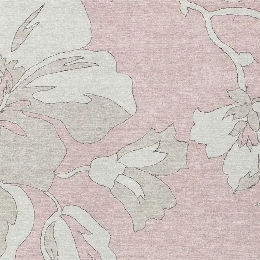 Pink Ivory And Beige Floral Washable Indoor Outdoor Area Rug Photo 7