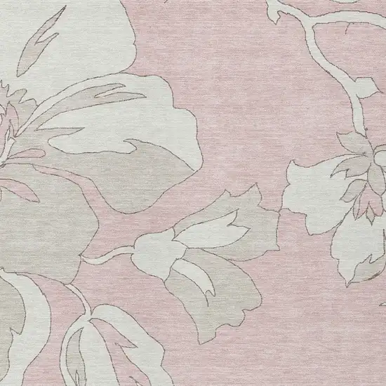 Pink Ivory And Beige Floral Washable Indoor Outdoor Area Rug Photo 7
