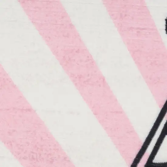 Pink Ivory And Black Eiffel Tower Youthful Washable Area Rug Photo 7