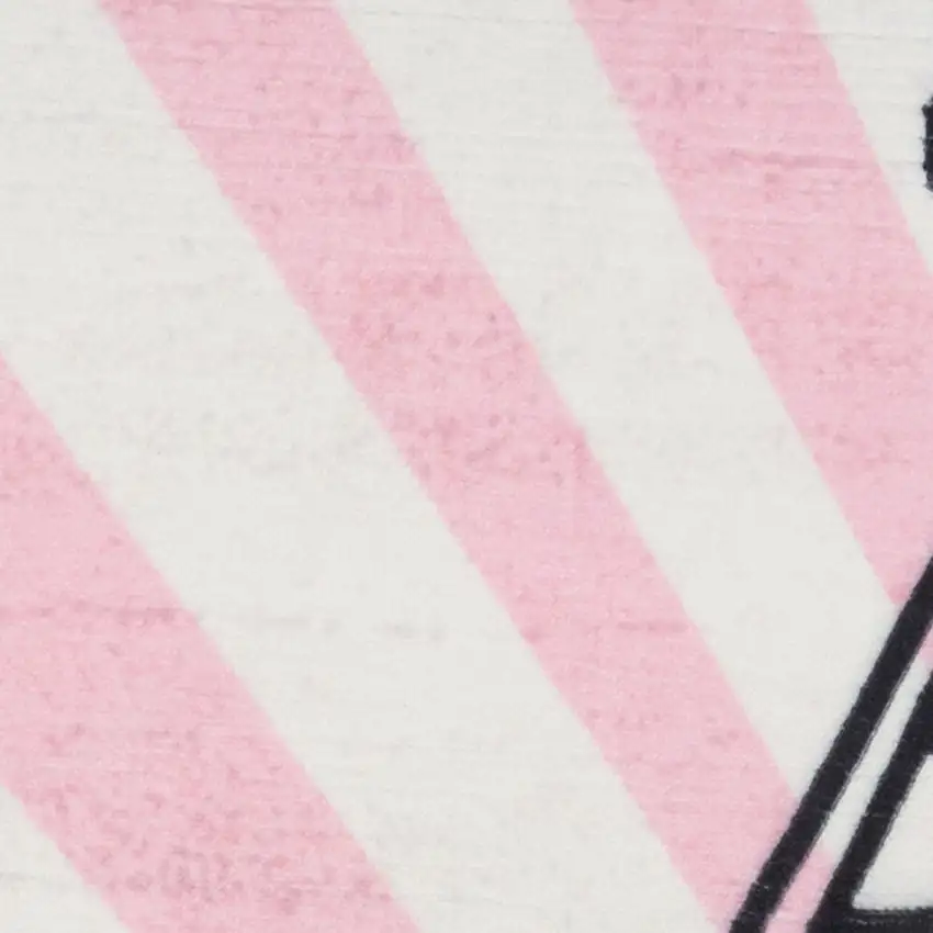 Pink Ivory And Black Eiffel Tower Youthful Washable Area Rug Photo 7