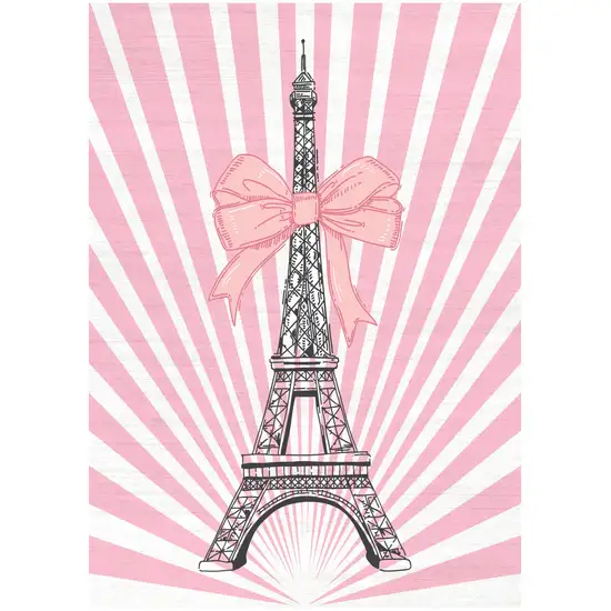 Pink Ivory And Black Eiffel Tower Youthful Washable Area Rug Photo 2