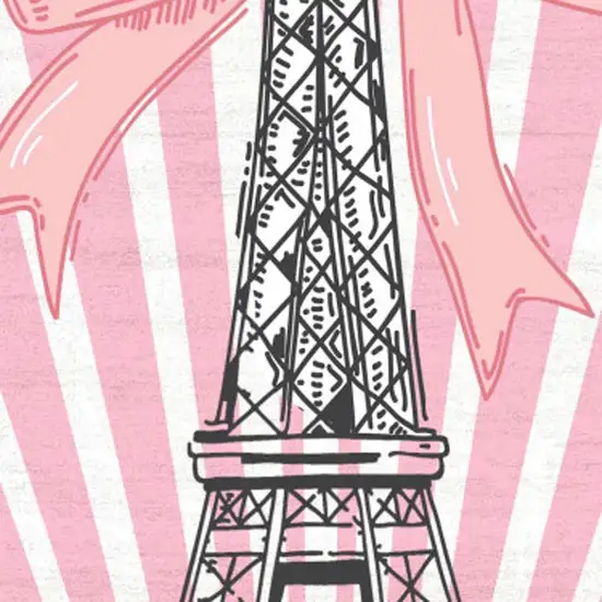 Pink Ivory And Black Eiffel Tower Youthful Washable Area Rug Photo 3