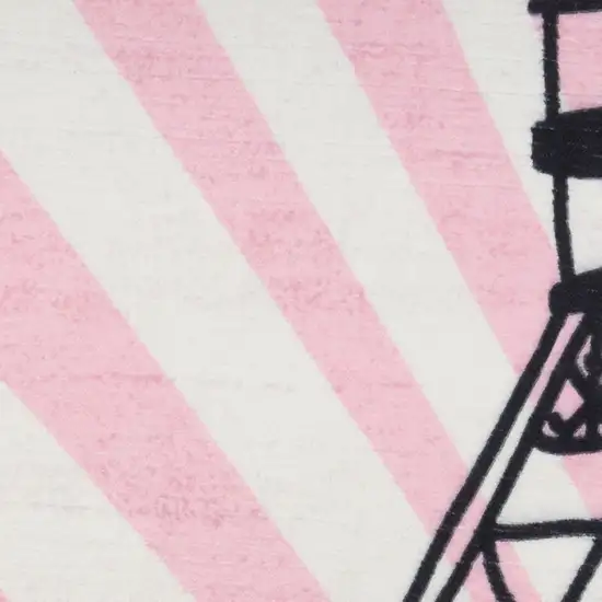 Pink Ivory And Black Eiffel Tower Youthful Washable Area Rug Photo 8