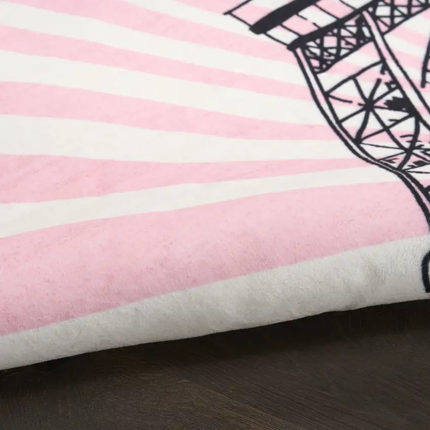 Pink Ivory And Black Eiffel Tower Youthful Washable Area Rug Photo 8