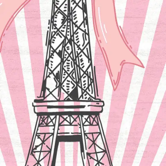 Pink Ivory And Black Eiffel Tower Youthful Washable Area Rug Photo 3