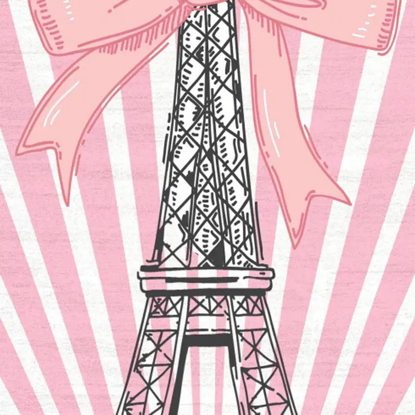Pink Ivory And Black Eiffel Tower Youthful Washable Area Rug Photo 4