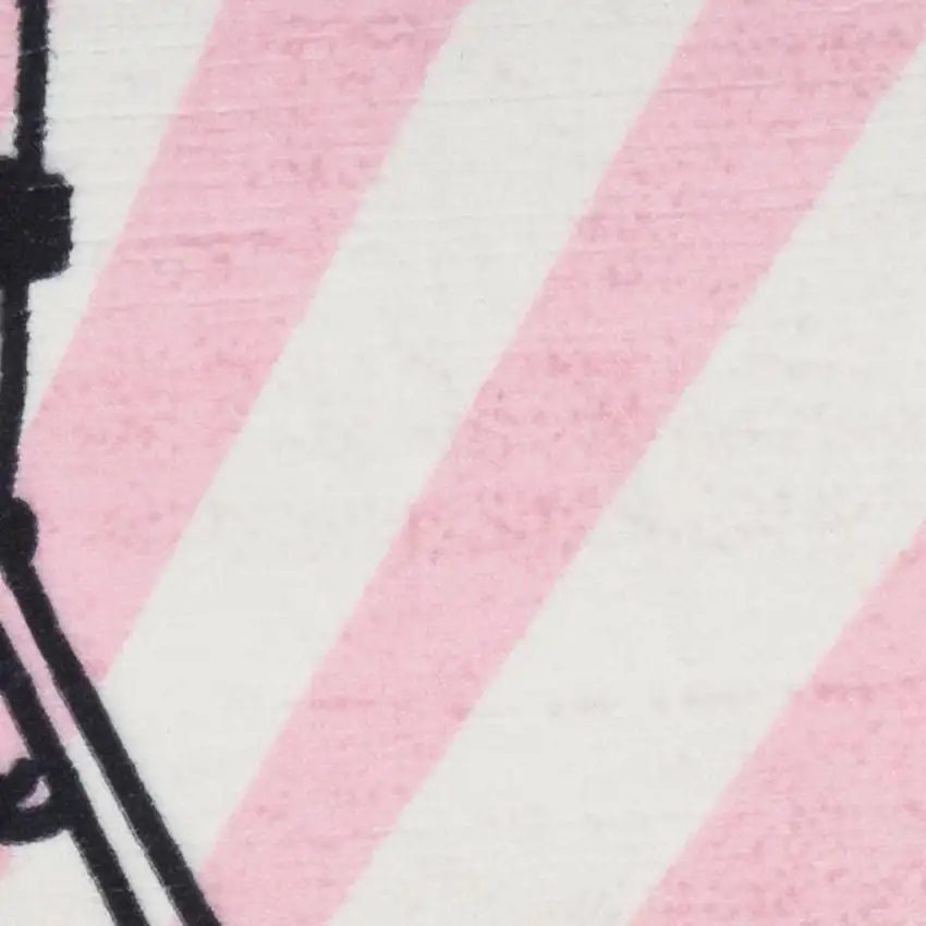 Pink Ivory And Black Eiffel Tower Youthful Washable Area Rug Photo 8