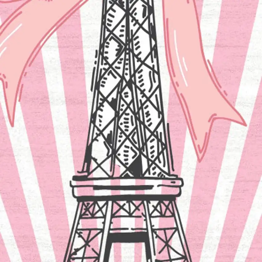 Pink Ivory And Black Eiffel Tower Youthful Washable Area Rug Photo 7