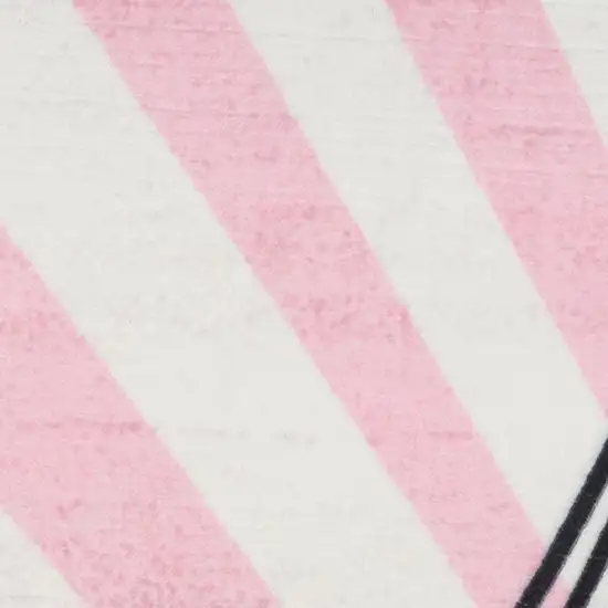 Pink Ivory And Black Eiffel Tower Youthful Washable Area Rug Photo 9