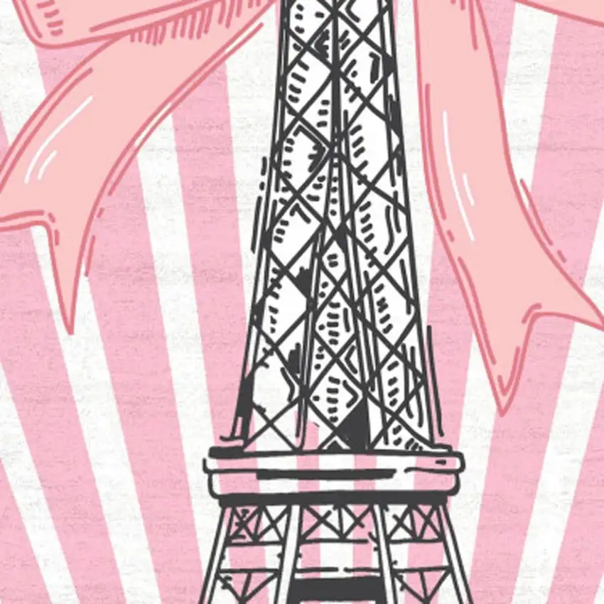 Pink Ivory And Black Eiffel Tower Youthful Washable Area Rug Photo 4