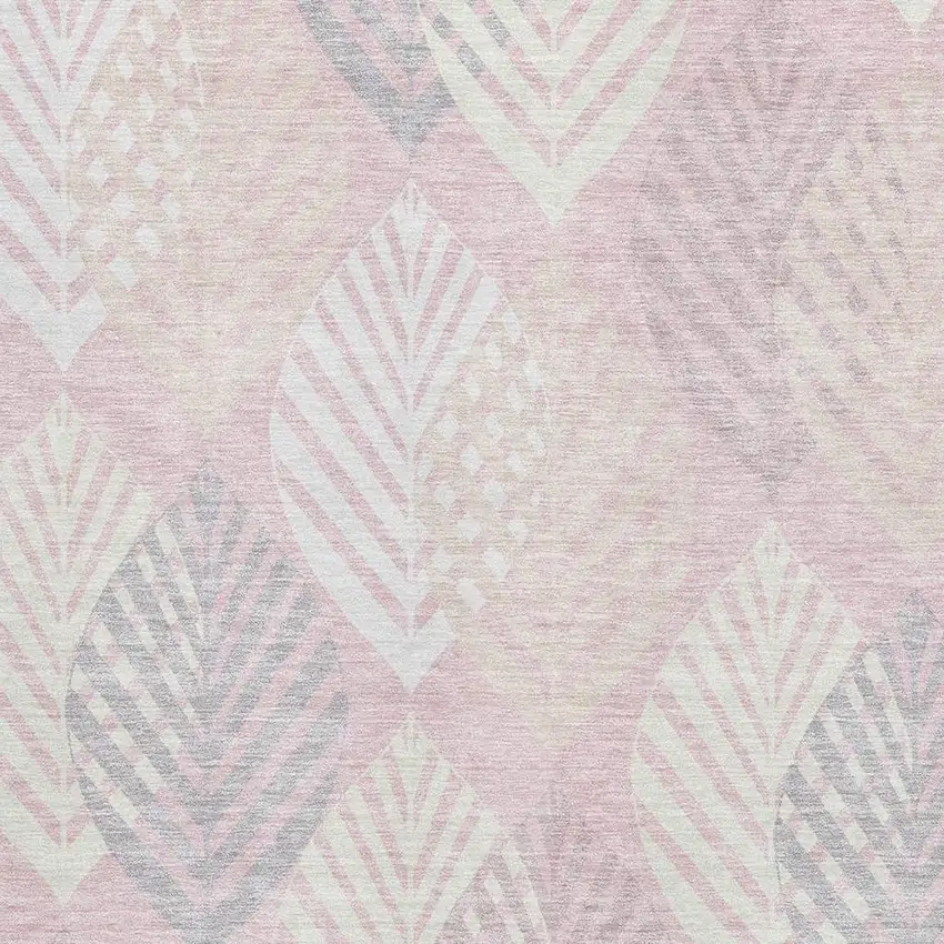 Pink Ivory And Blue Floral Washable Area Rug With UV Protection Photo 3