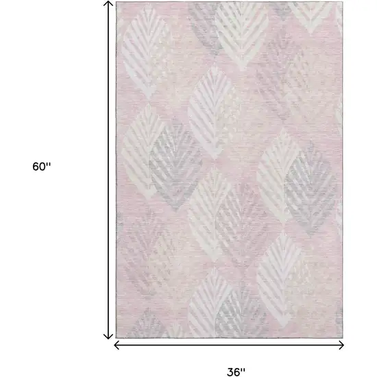 Pink Ivory And Blue Floral Washable Area Rug With UV Protection Photo 3