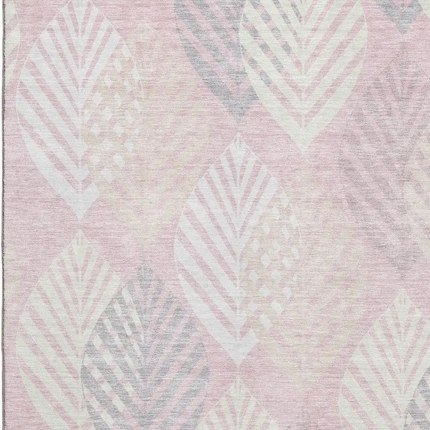 Pink Ivory And Blue Floral Washable Area Rug With UV Protection Photo 3