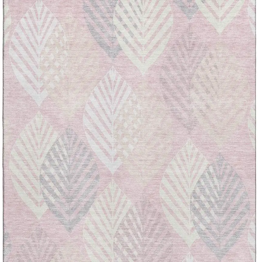Pink Ivory And Blue Floral Washable Area Rug With UV Protection Photo 4