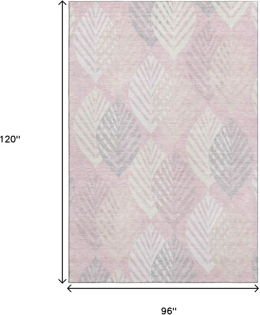 Pink Ivory And Blue Floral Washable Area Rug With UV Protection Photo 3