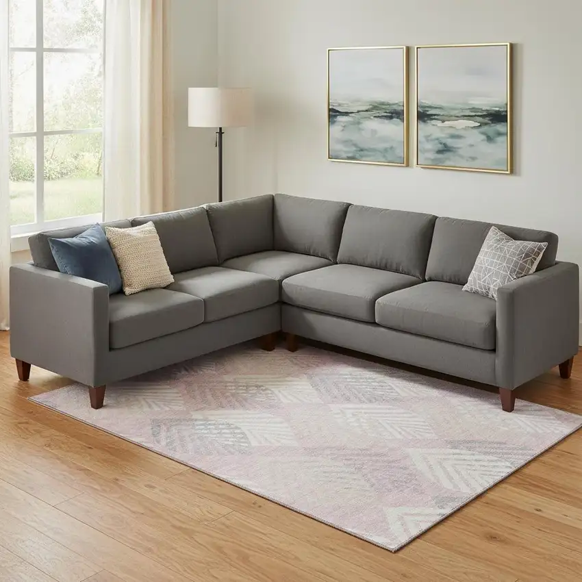 Pink Ivory And Blue Floral Washable Area Rug With UV Protection Photo 1