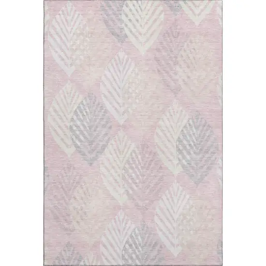 Pink Ivory And Blue Floral Washable Area Rug With UV Protection Photo 1