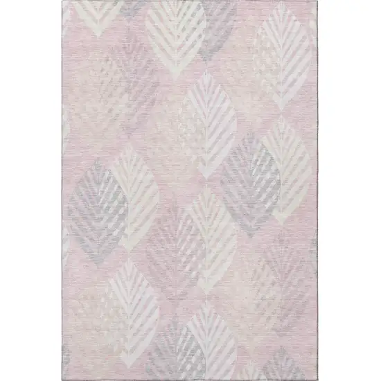 Pink Ivory And Blue Floral Washable Area Rug With UV Protection Photo 3