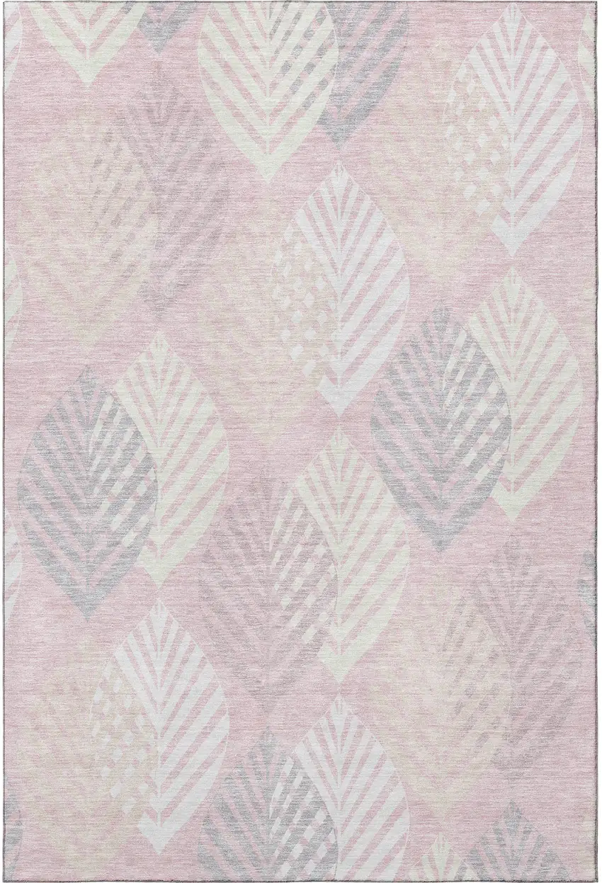 Pink Ivory And Blue Floral Washable Area Rug With UV Protection Photo 3
