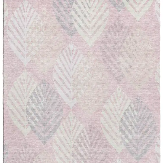 Pink Ivory And Blue Floral Washable Area Rug With UV Protection Photo 3