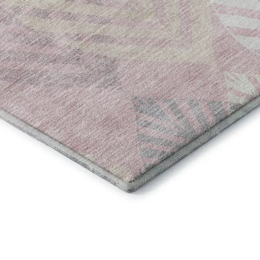 Pink Ivory And Blue Floral Washable Area Rug With UV Protection Photo 8