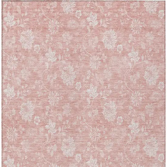 Pink Ivory And Blush Floral Washable Indoor Outdoor Area Rug Photo 6