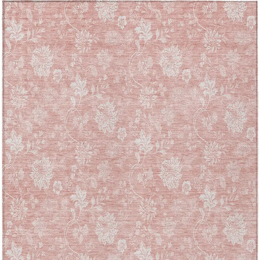 Pink Ivory And Blush Floral Washable Indoor Outdoor Area Rug Photo 6