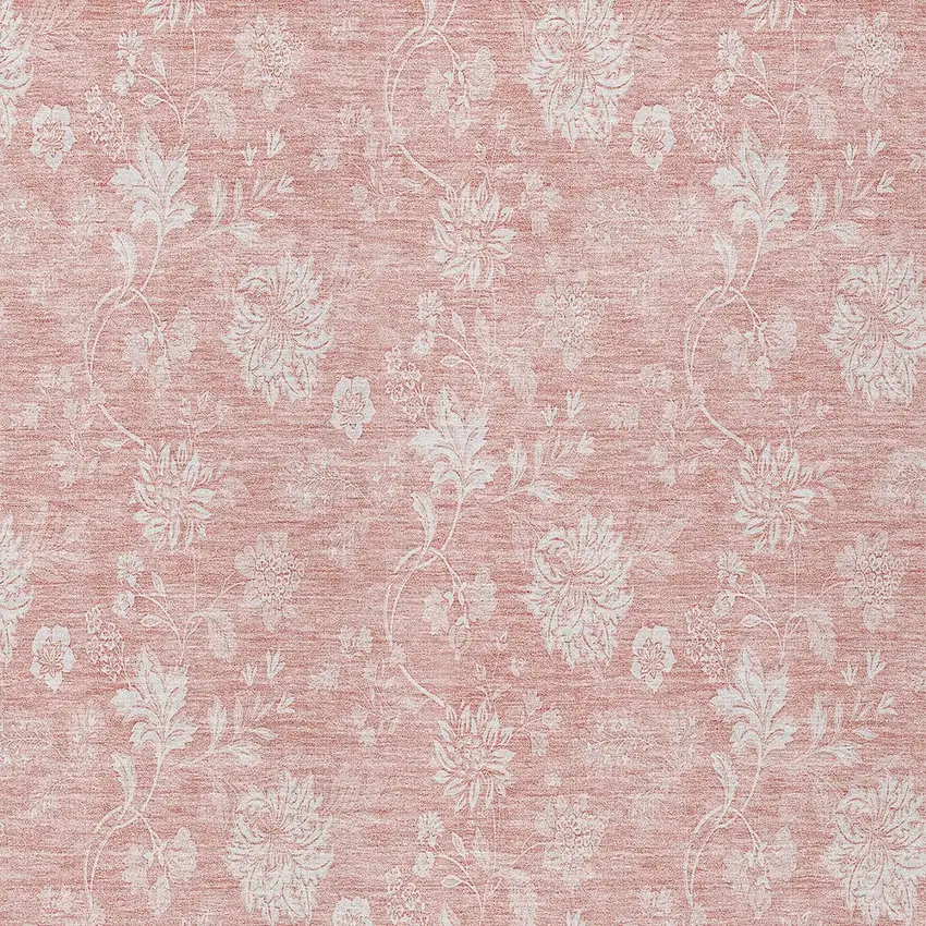 Pink Ivory And Blush Floral Washable Indoor Outdoor Area Rug Photo 5