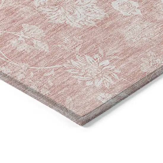 Pink Ivory And Blush Floral Washable Indoor Outdoor Area Rug Photo 4