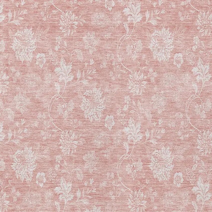 Pink Ivory And Blush Floral Washable Indoor Outdoor Area Rug Photo 5