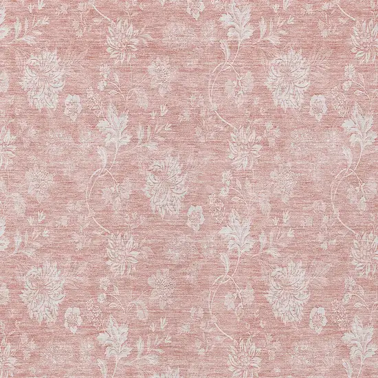 Pink Ivory And Blush Floral Washable Indoor Outdoor Area Rug Photo 5