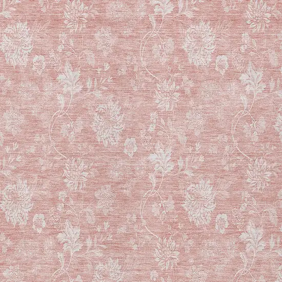 Pink Ivory And Blush Floral Washable Indoor Outdoor Area Rug Photo 5