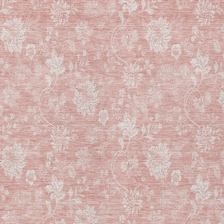 Pink Ivory And Blush Floral Washable Indoor Outdoor Area Rug Photo 5