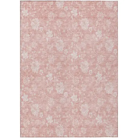 Pink Ivory And Blush Floral Washable Indoor Outdoor Area Rug Photo 2