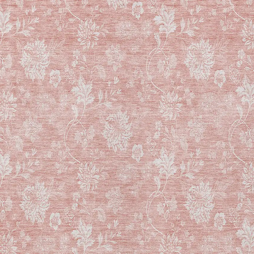 Pink Ivory And Blush Floral Washable Indoor Outdoor Area Rug Photo 5