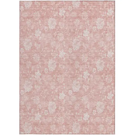 Pink Ivory And Blush Floral Washable Indoor Outdoor Area Rug Photo 6