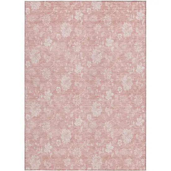 Pink Ivory And Blush Floral Washable Indoor Outdoor Area Rug Photo 6